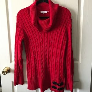 CALVIN KLEIN Red Cowl Neck Sweater